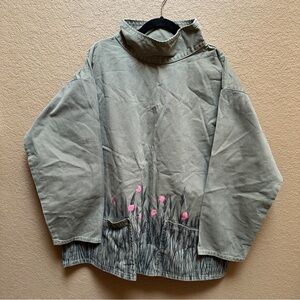 Levi's Gray Jacket with Pink Floral Design